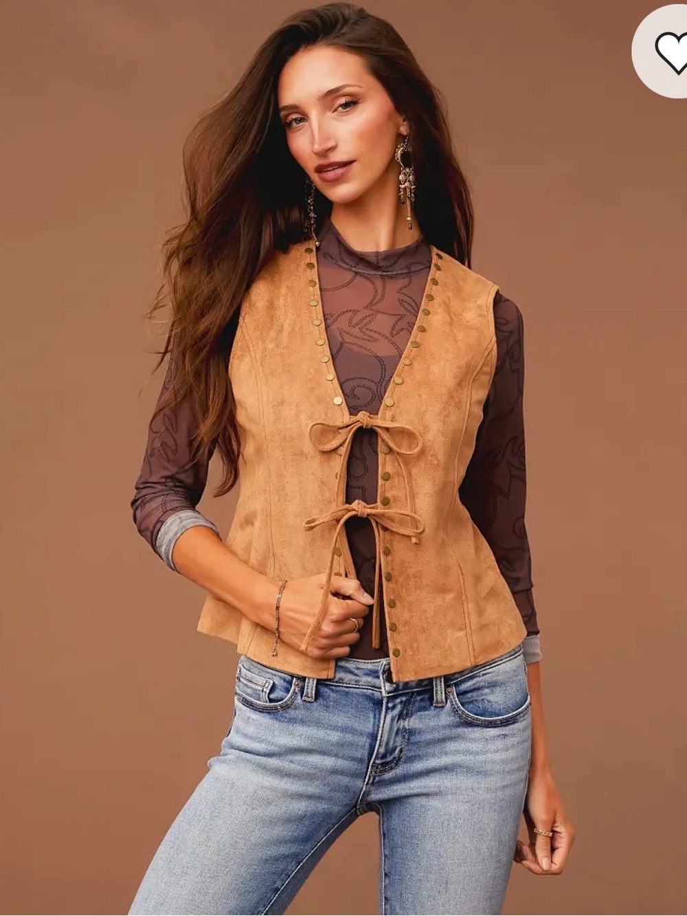 NWT Sterling & Stitch Studded Faux Suede Vest in Shade Biscuit